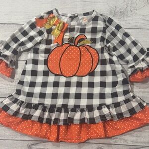 Magical Season Baby Girls Plaid Pumpkin Fall Dress